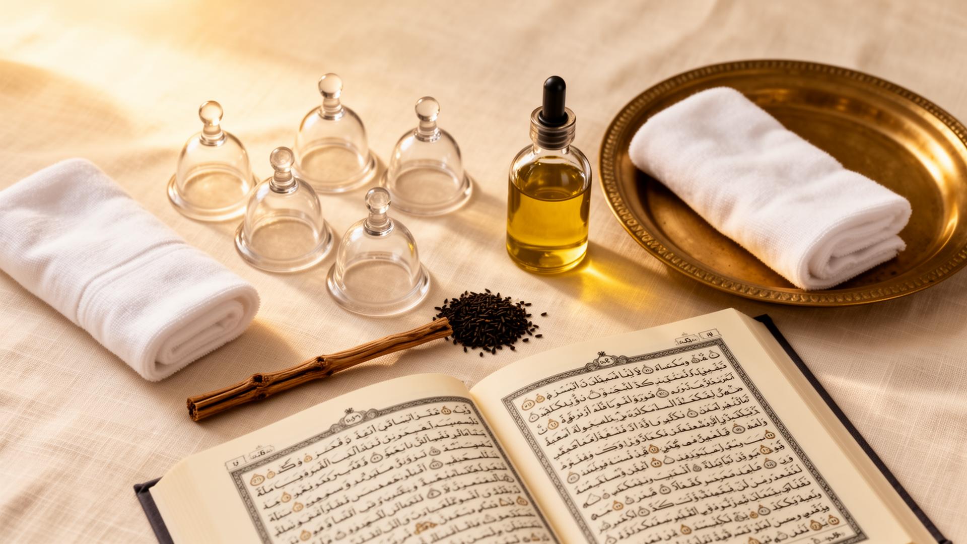 সুন্নাহ ভিত্তিক হিজামা সরঞ্জাম — কুরআন, কালোজিরা, মিসওয়াক ও কাপ